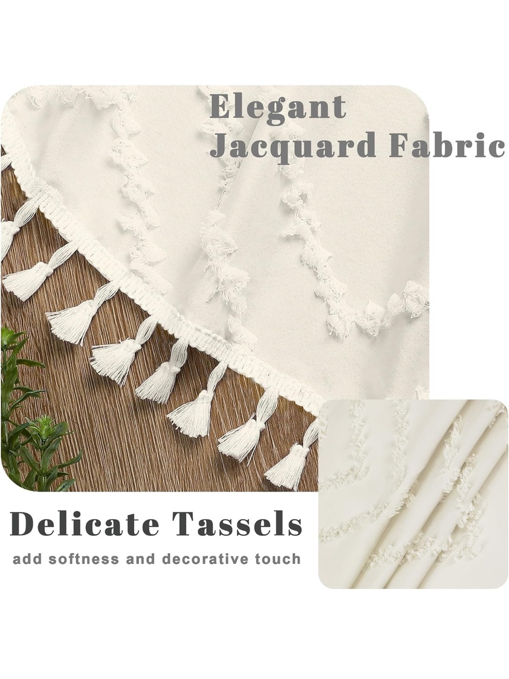 Tassel Chevron Cream Shower Curtain – Unbranded - Picture 3 of 5